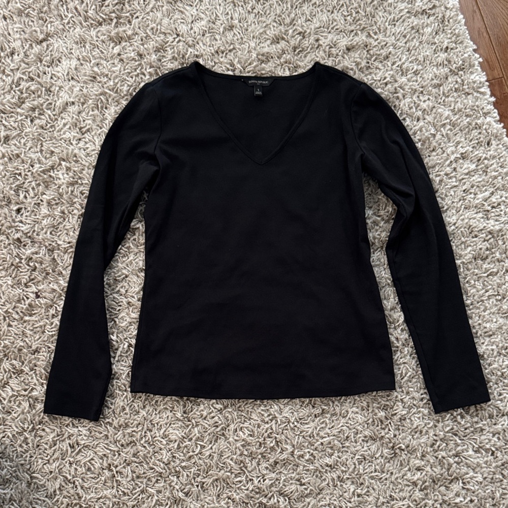 Banana Republic Classic Black Long Sleeve Top